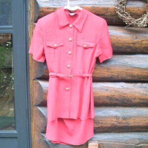 EUC Vintage Red Short Sleeve Holiday Dawn Joy Fashions 2 piece Skirt Set SZ 5-6